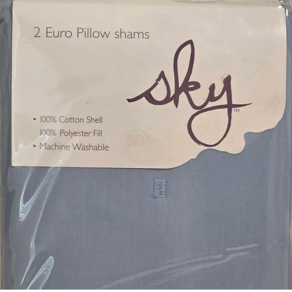 Sky Tufted 2 Euro Pillow Shams Blue 100% Cotton 26x26 New
